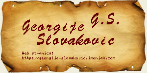 Georgije Slovaković vizit kartica